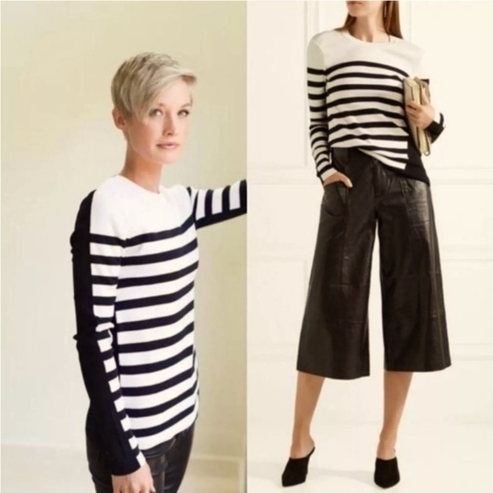 Rag & Bone Wool Blend Striped Asymmetrical Pullover Sweater Top